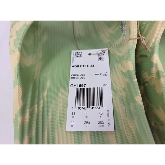 Adidas Adilette 22 'Magic Lime Desert Sand' Slides Sandals Mens Size 11 GY1597 - Picture 5 of 11